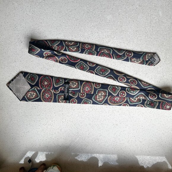 Christian Dior Vintage Silk Neck Tie Multi-Patterned Made In USA Italian Silk - Picture 5 of 7